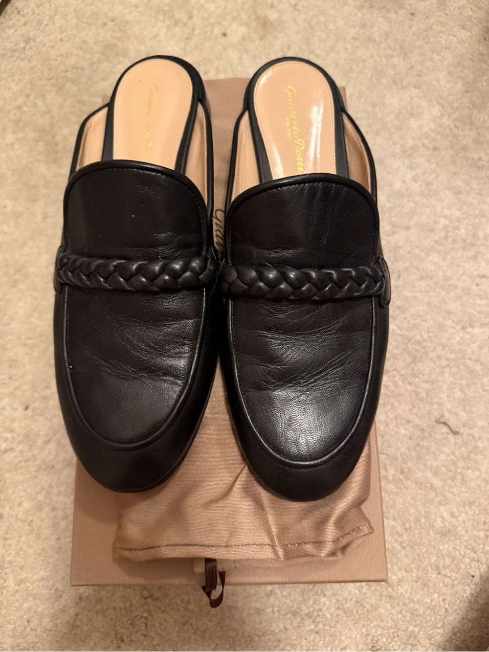 Giuseppe Zanotti Belem Braided Black Mules Flats